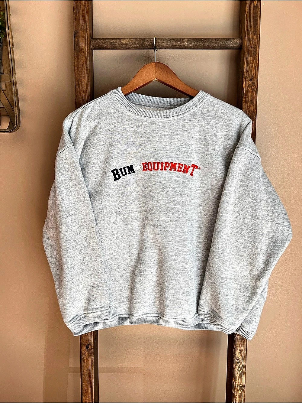 B.U.M. Equipment Vintage Embroidered Logo Crewneck Sweatshirt Gray Sweatshirt